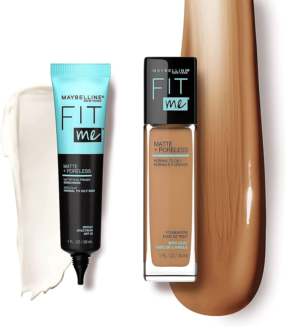 Maybelline primer tucked in makeup bag, ideal for on-the-go touchups benefit
