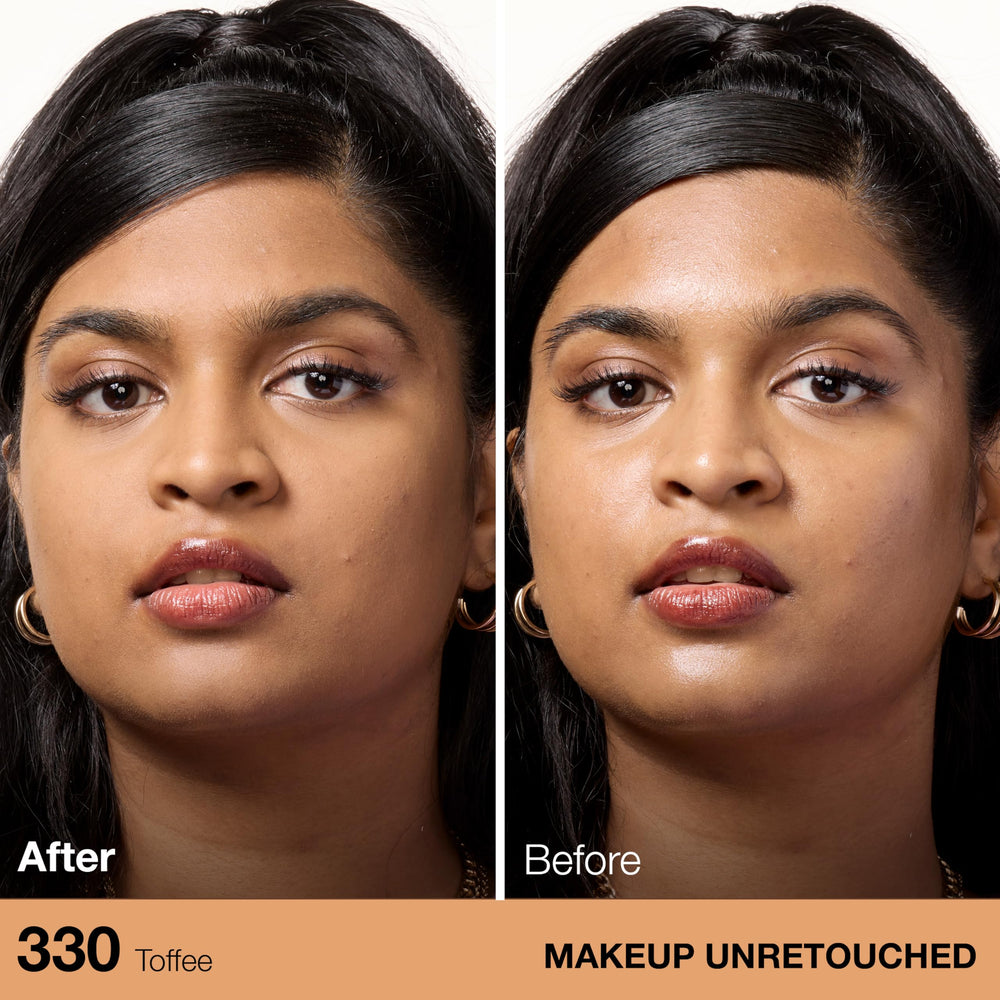 Maybelline powder applied with brush demonstrating quick matte finish and shine control