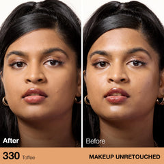 Maybelline powder applied with brush demonstrating quick matte finish and shine control