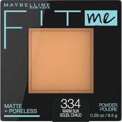 MAYBELLINE Fit Me compact front view showing Warm Sun shade and compact design for easy touch-ups