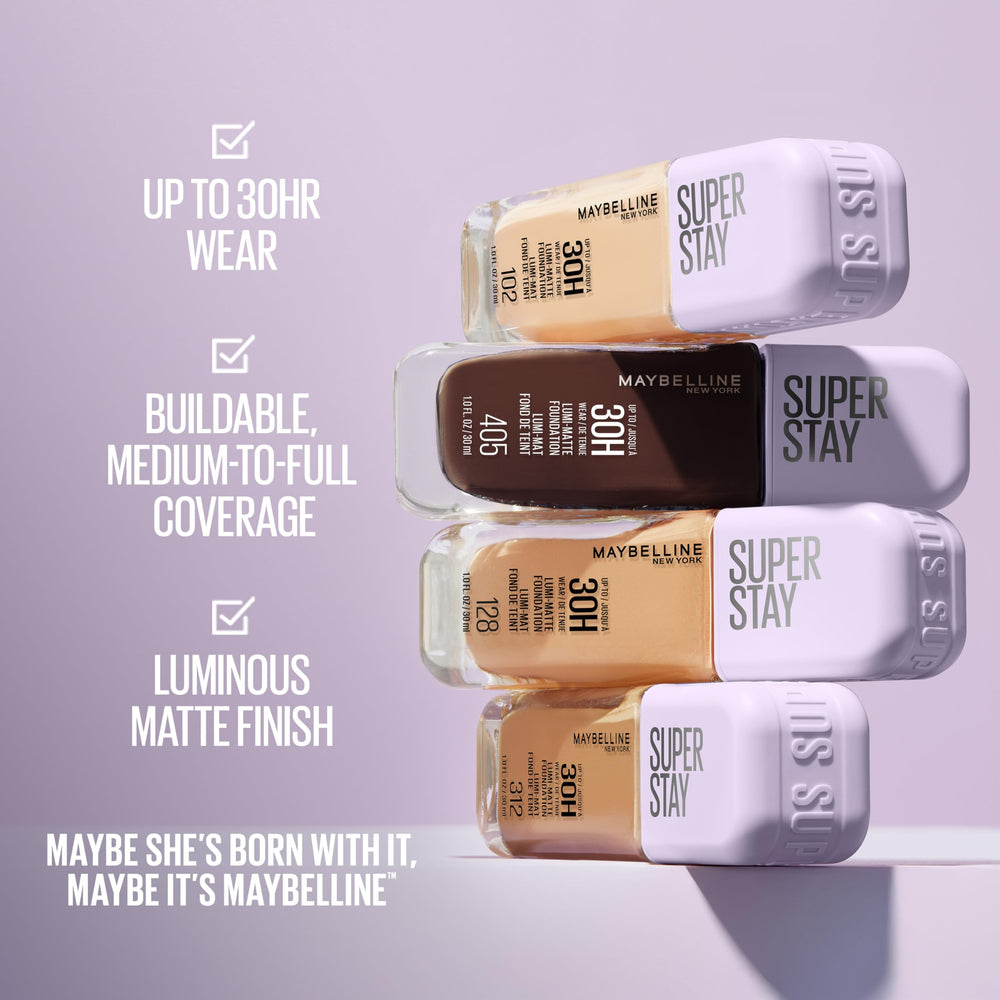 Maybelline foundation being applied to model demonstrating buildable coverage