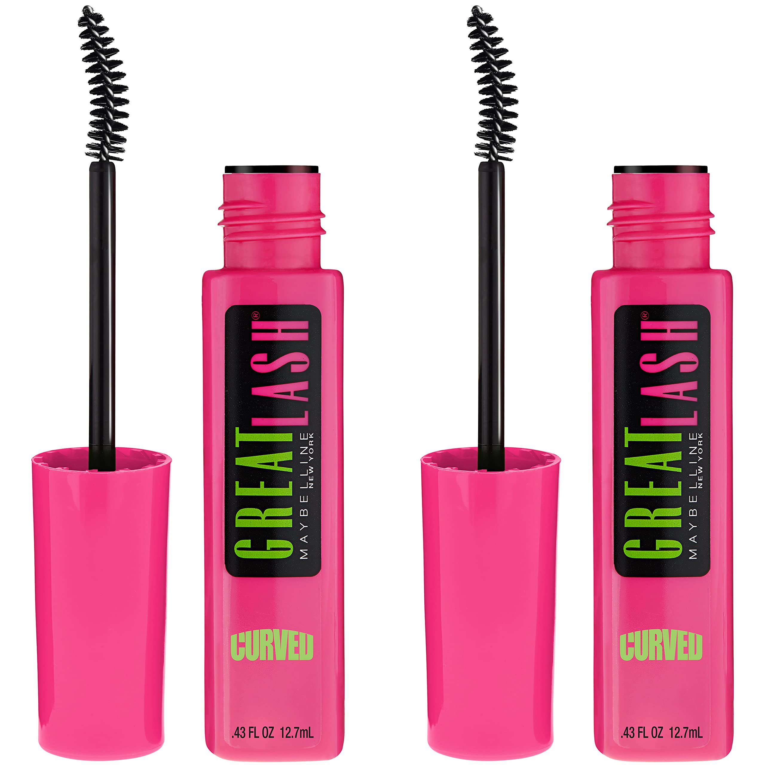 Maybelline front packaging showcasing Great Lash Curved Brush for bold volume