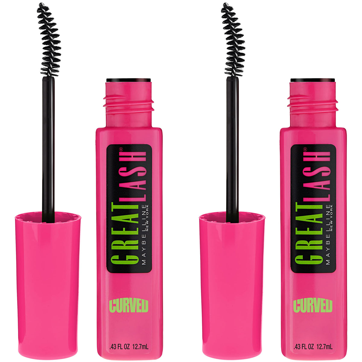 Maybelline front packaging showcasing Great Lash Curved Brush for bold volume