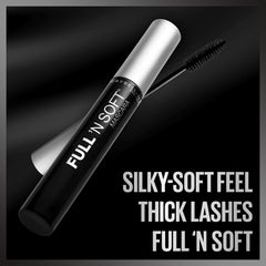 Maybelline texture swatch on white showing creamy black formula and smooth finish