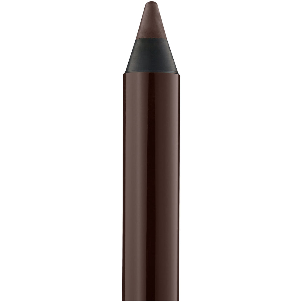 MAYBELLINE pencil held in hand for scale showing travel-friendly size and portability