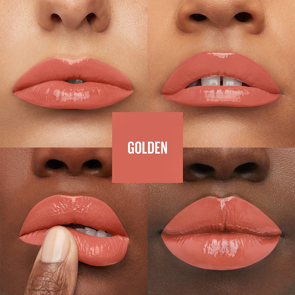 Maybelline Golden Pink swatch on skin showing true color payoff benefit