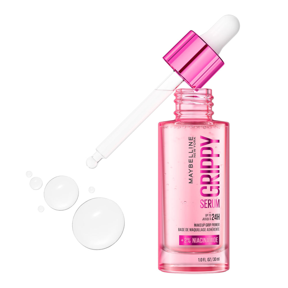 Maybelline Grippy Serum Primer front packaging showing clear bottle and label for easy identification and shelf appeal
