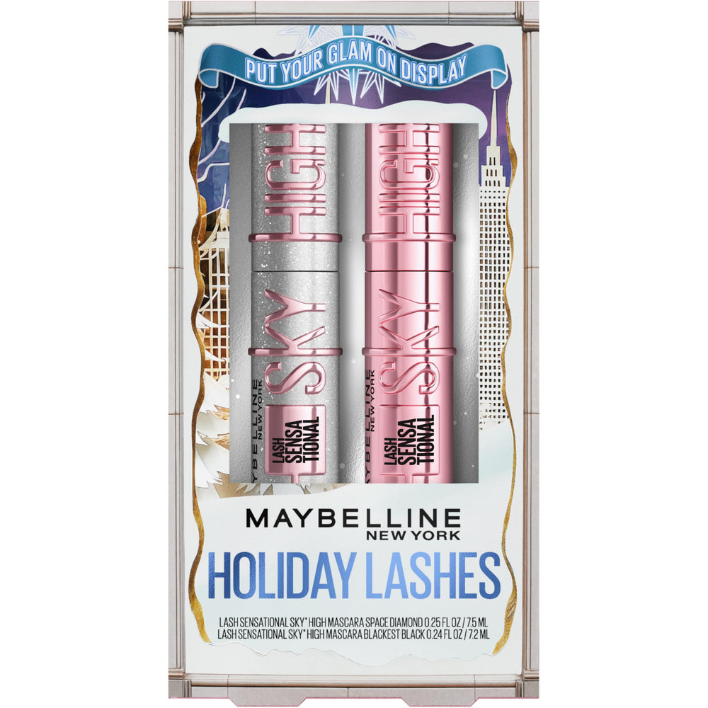 MAYBELLINE front packaging showing gift-ready holiday kit benefits