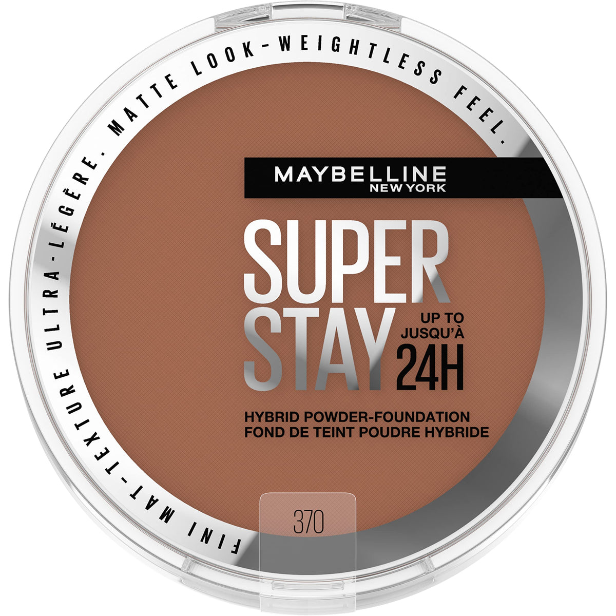 MAYBELLINE compact front view showing sleek packaging and portable design benefit