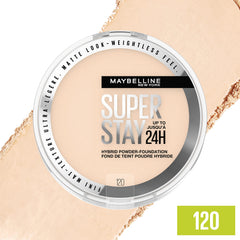 MAYBELLINE powder applied with brush demonstrating buildable, even finish