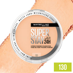 Maybelline sponge applicator beside compact for precise fuller coverage