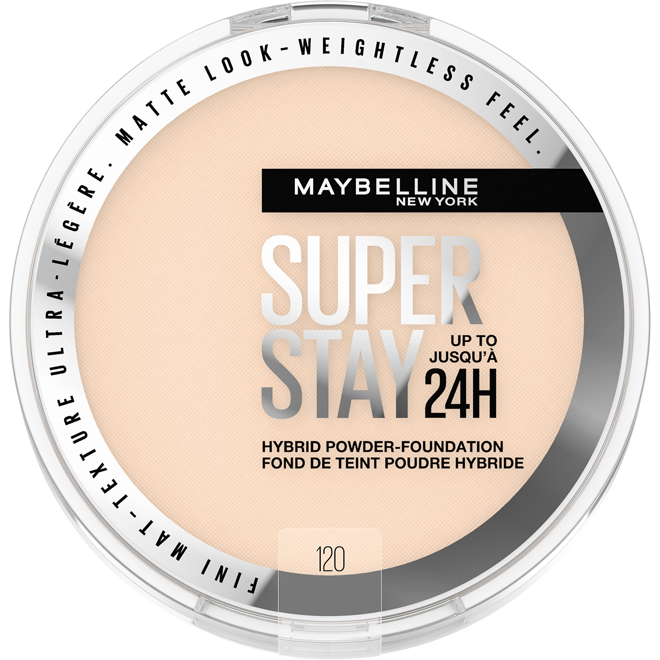 MAYBELLINE compact front view showing sleek packaging and travel-friendly design