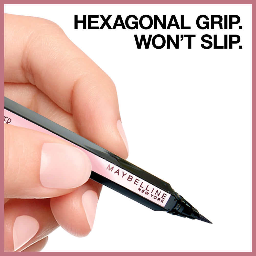 Maybelline eyeliner drawing a clean line on eyelid for controlled application