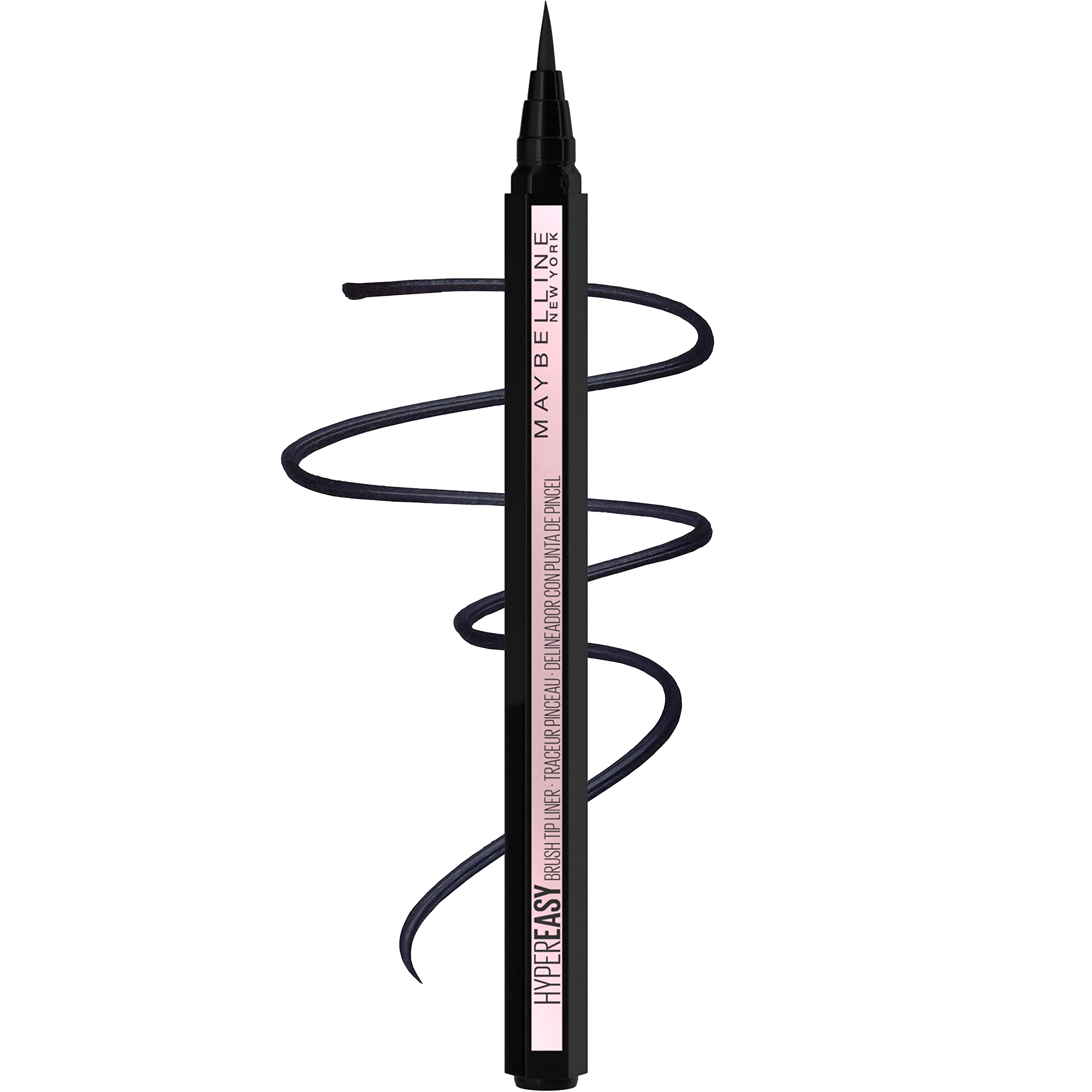 Maybelline Hyper Easy front packaging showing sleek pen and Pitch Black shade benefit precision
