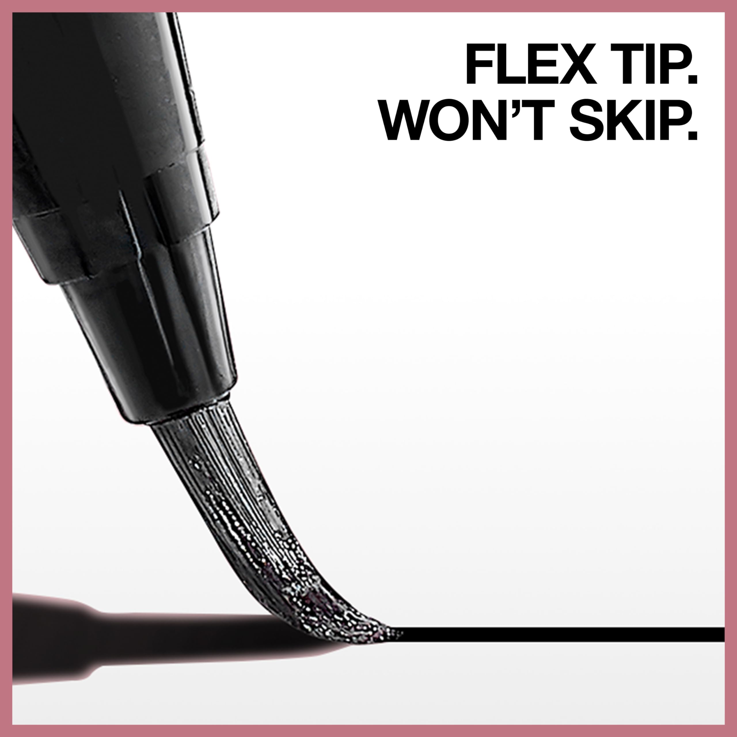Maybelline Hyper Easy single stroke on skin showing rich pitch black payoff benefit