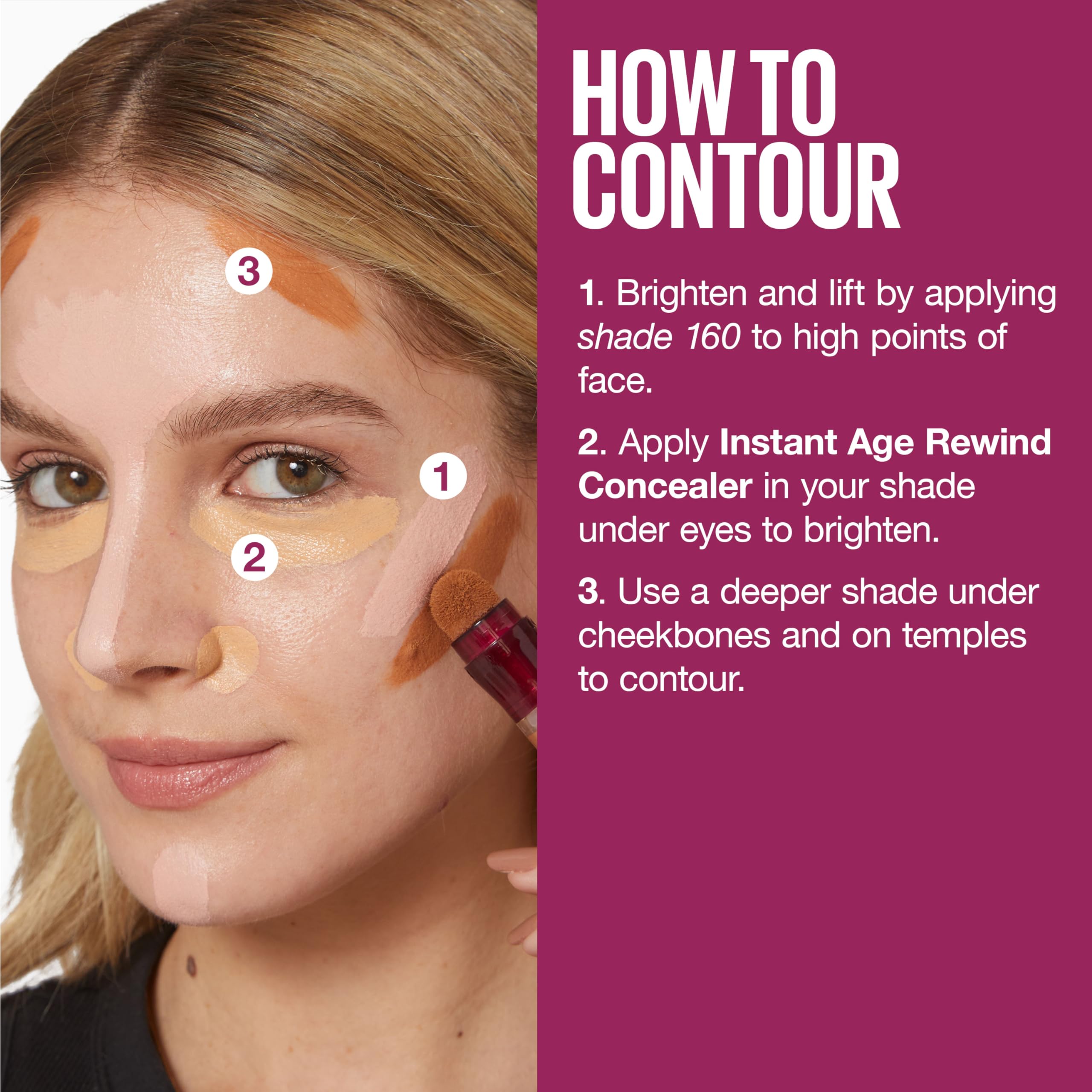 Maybelline label close-up listing Haloxyl and goji berry benefits