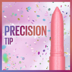 MAYBELLINE crayon next to hand showing compact 0.04 oz size for portability