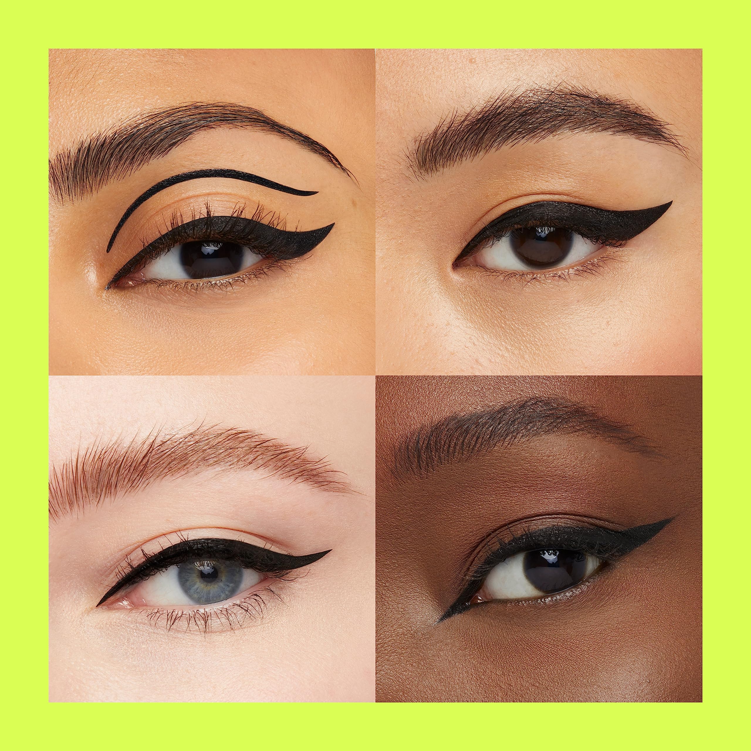 Maybelline ink pen eyeliner on model eye demonstrating long-wear winged look benefit
