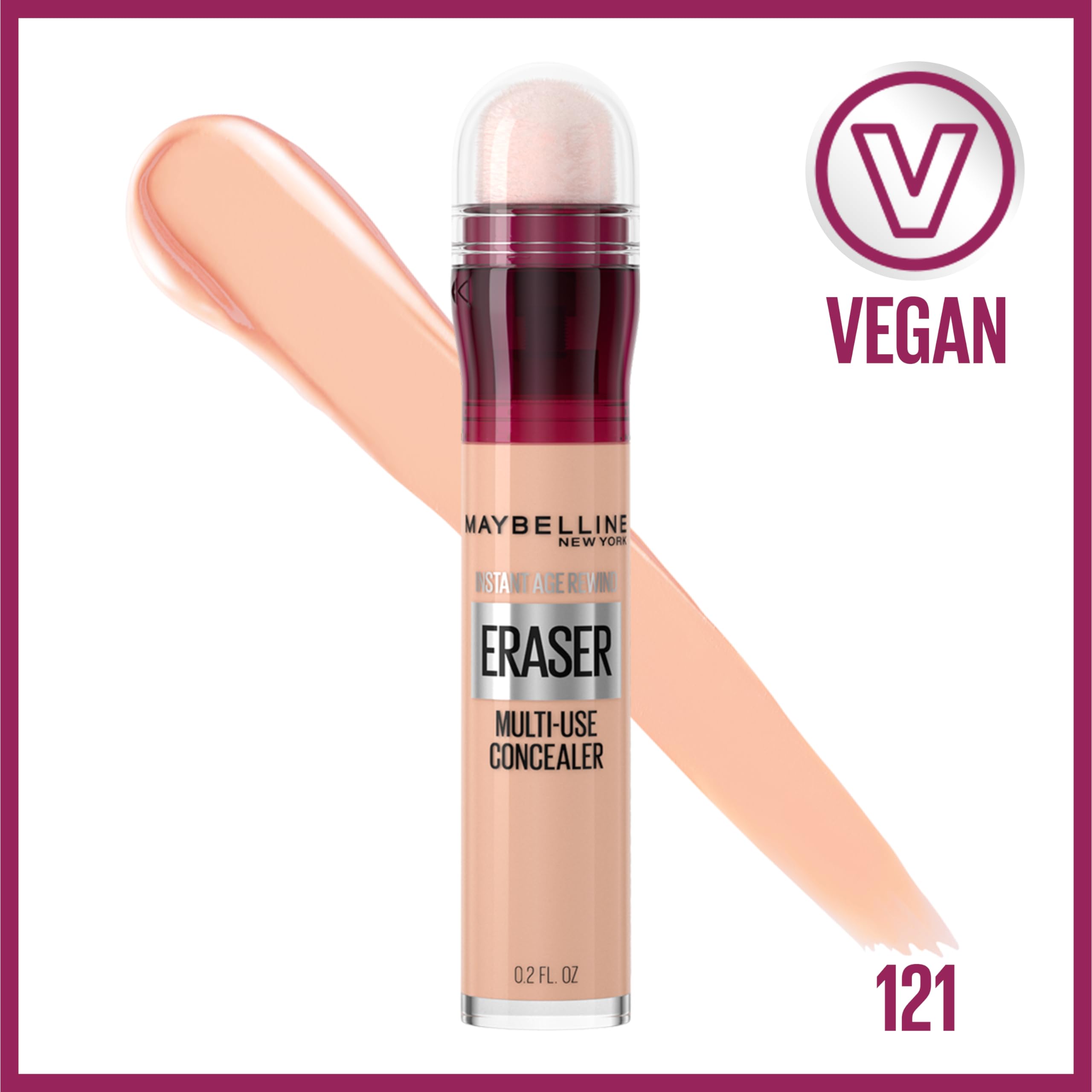 MAYBELLINE sponge applicator closeup for precise, mess-free under-eye application
