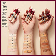 MAYBELLINE before and after under-eye comparison showing visible concealment