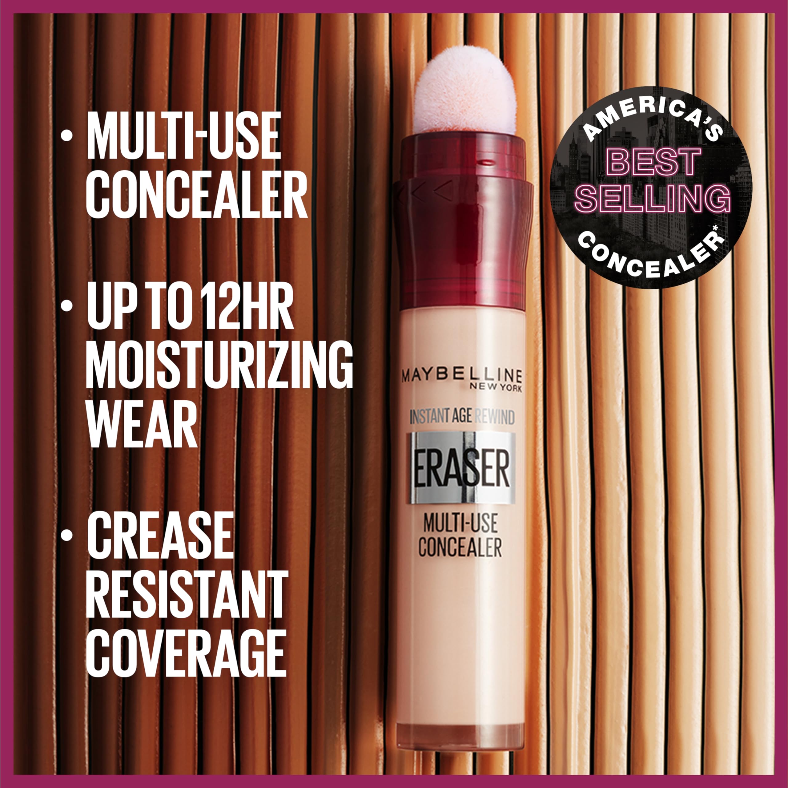 Maybelline concealer in hand to show size and portable travel-friendly benefit