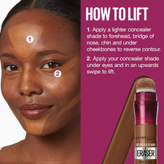 Maybelline concealer pictured next to foundation to create a full-face base