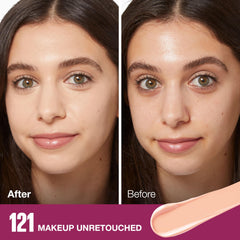 MAYBELLINE creamy concealer texture swipe demonstrating blendable, buildable coverage
