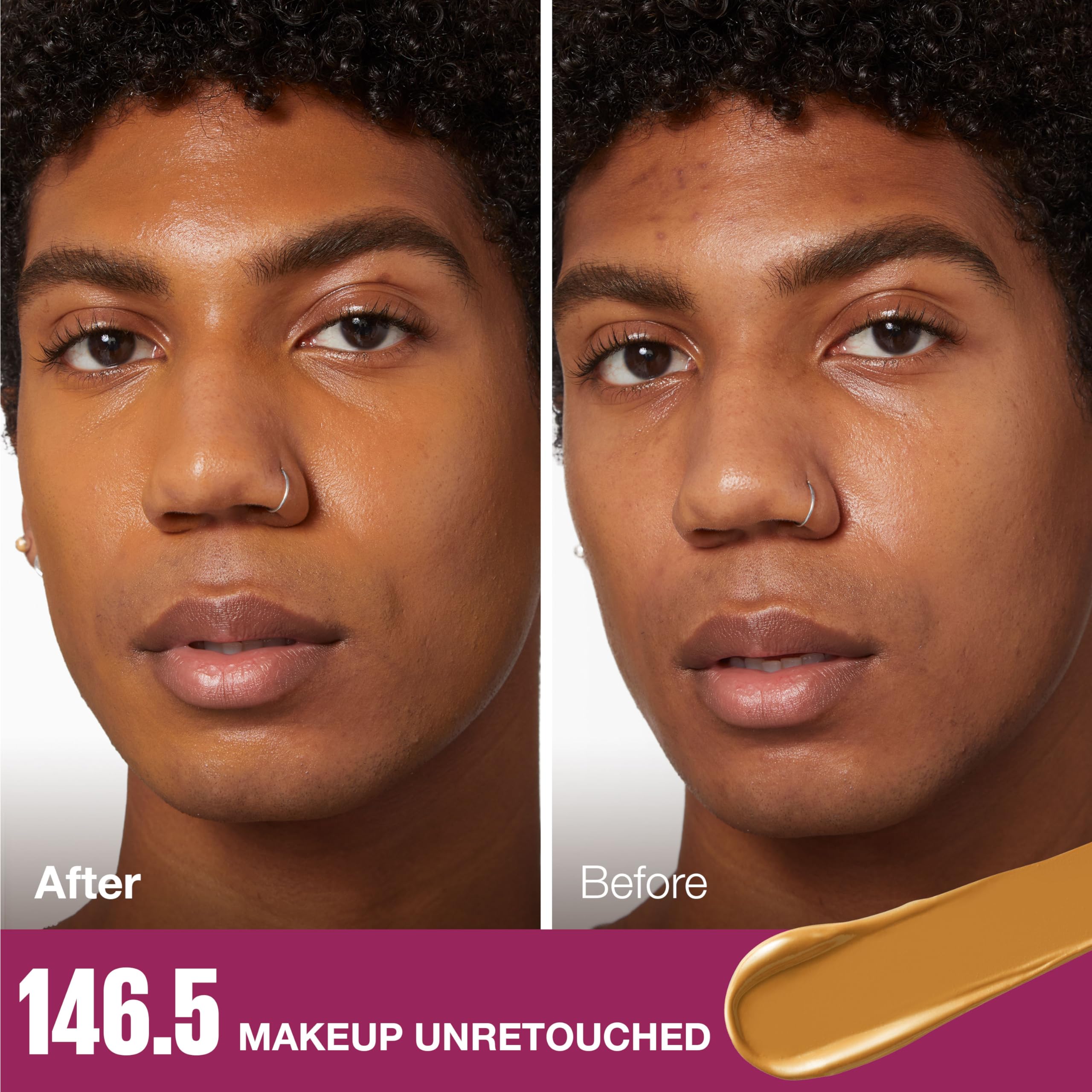 MAYBELLINE swiped texture showing creamy finish for smooth under-eye coverage