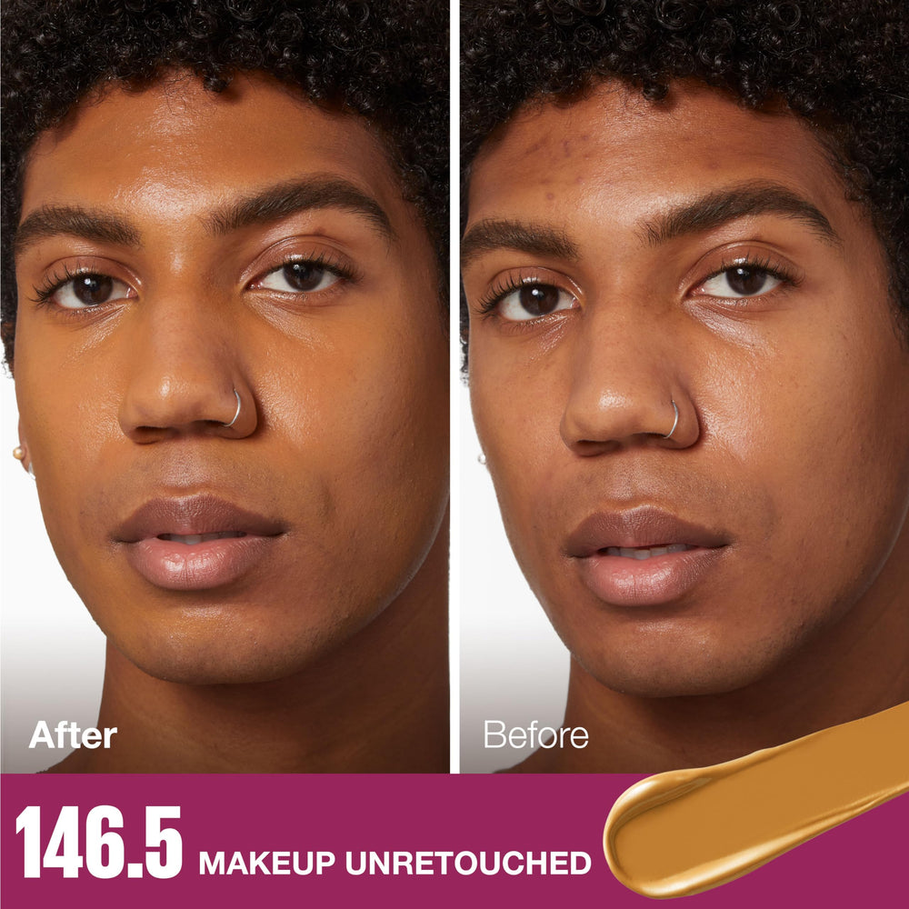 MAYBELLINE swiped texture showing creamy finish for smooth under-eye coverage