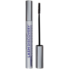 MAYBELLINE front tube of Lash Discovery Very Black showing compact size and clear branding, perfect for travel
