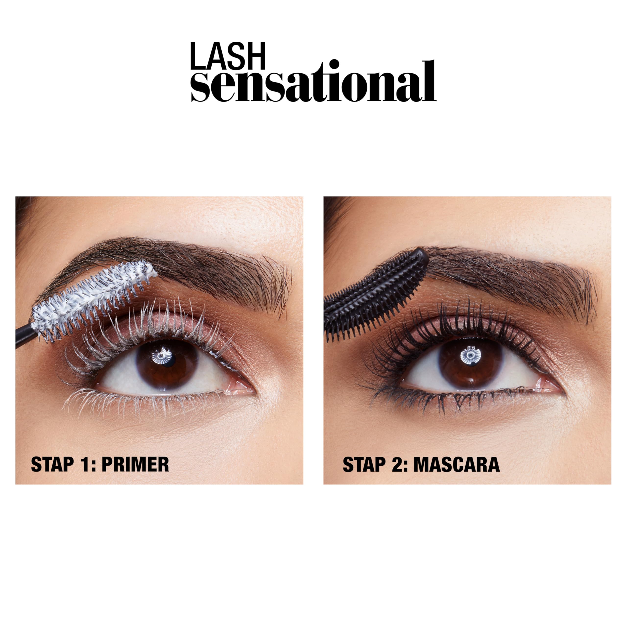 Maybelline Lash Sensational before and after lashes showing length and volume