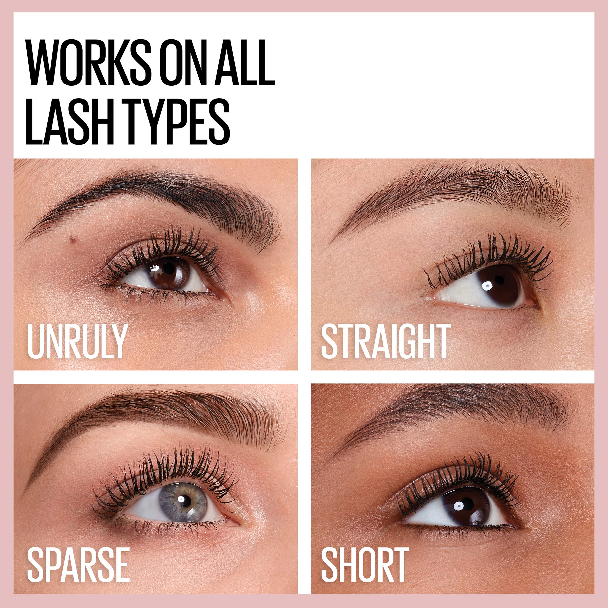 Maybelline Lash Sensational before and after on model for dramatic lift