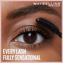 Maybelline before and after lashes comparison, illustrates lengthening and volume benefit