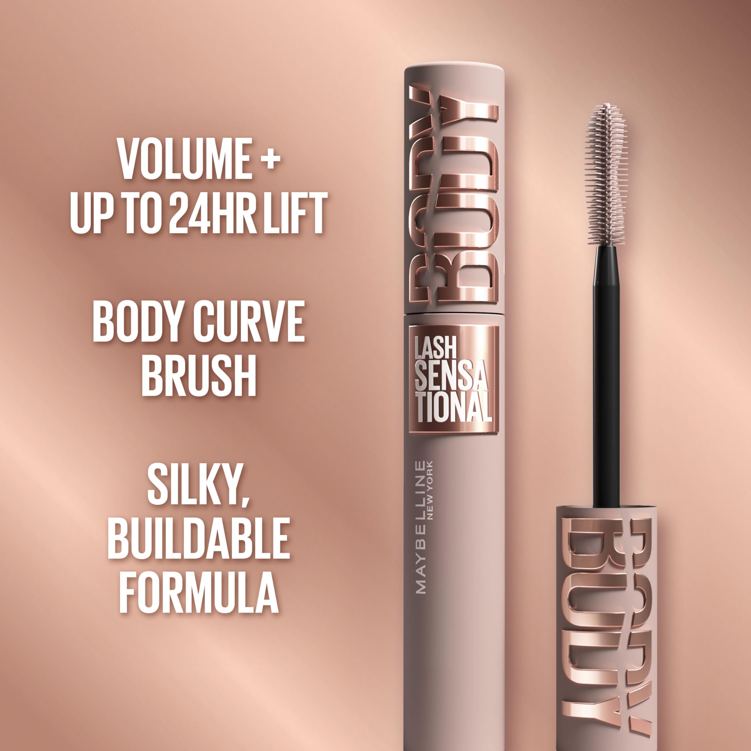 Maybelline wand with silky formula texture for smooth, buildable volume