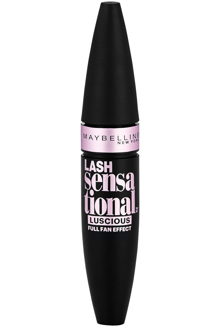 Maybelline mascara applied on one eye demonstrating fanned separated lashes