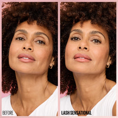 MAYBELLINE swiped stroke of formula showing brownish black pigment payoff