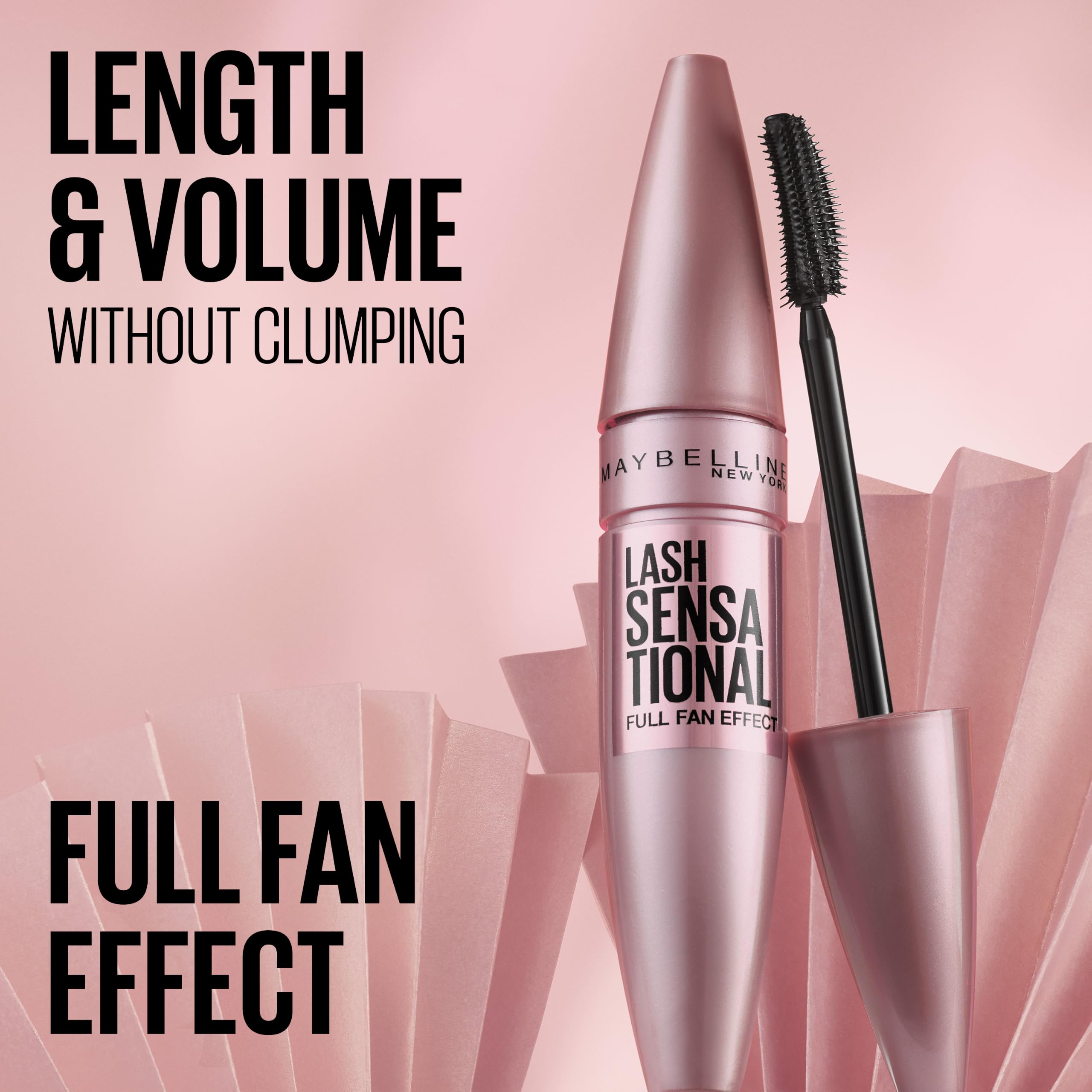 Maybelline Lash Sensational displayed with eyeliner and palette for coordinated look