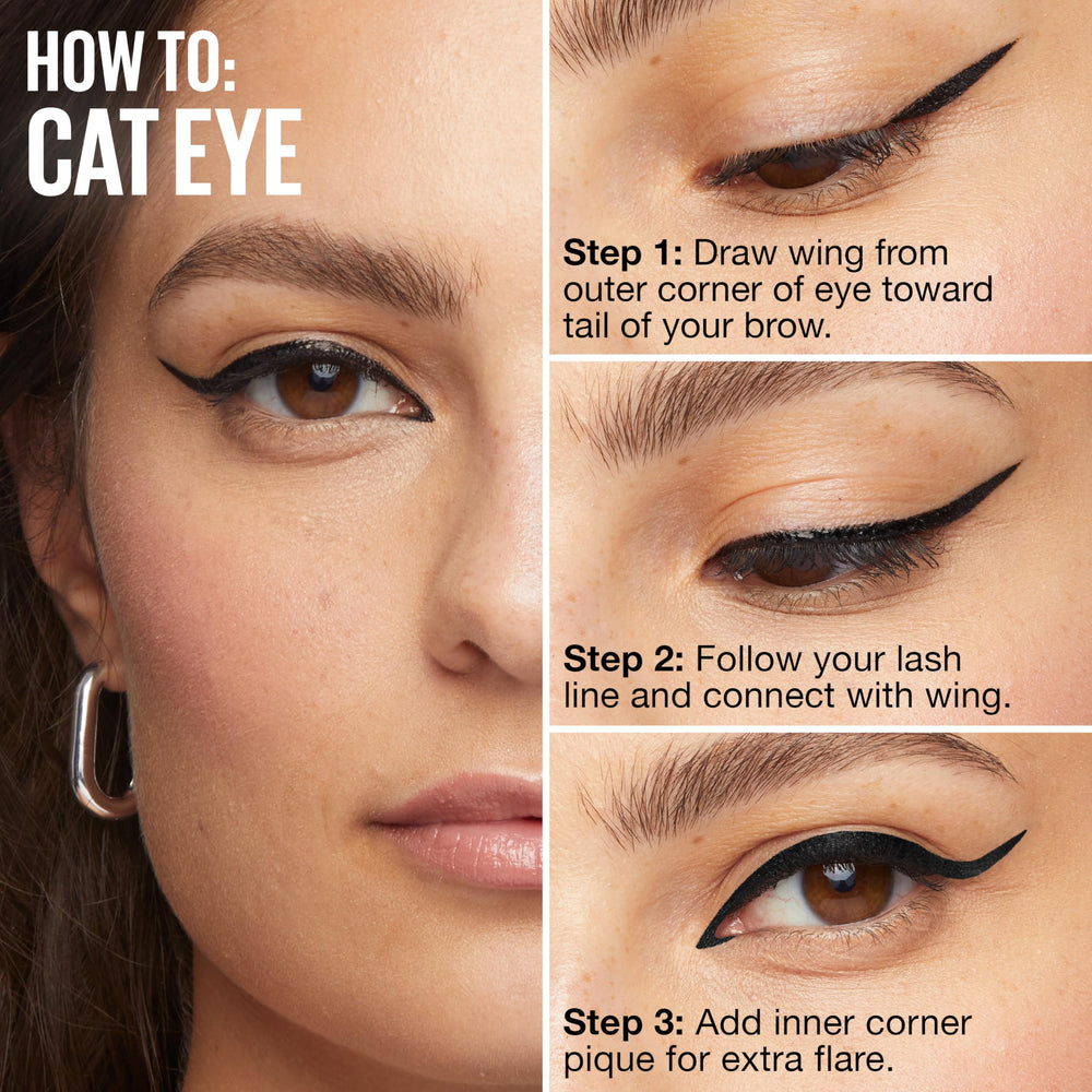 MAYBELLINE lifestyle model wearing Black Track showing all-day confidence
