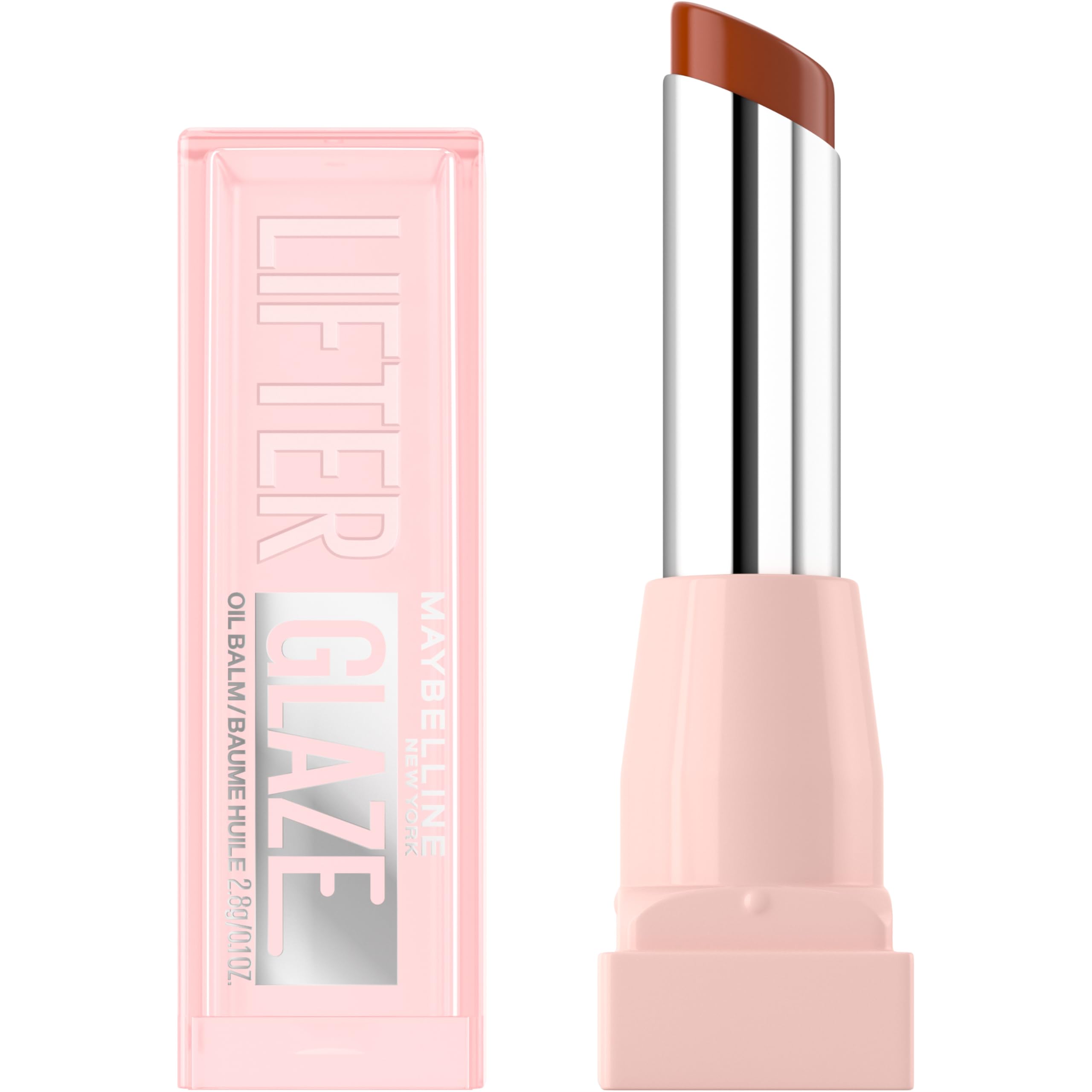 MAYBELLINE front packaging showing Latte Crush shade and glossy finish benefit
