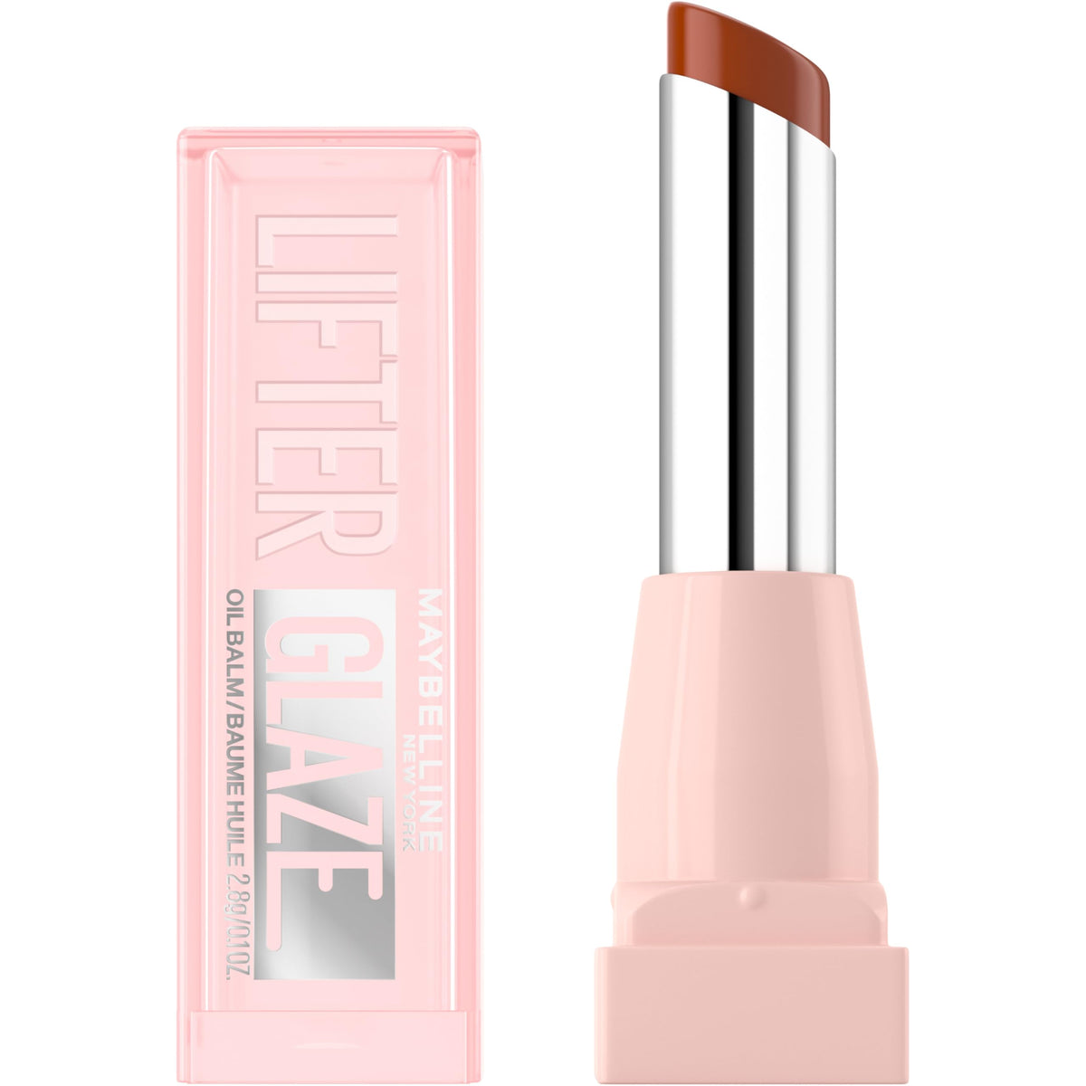 MAYBELLINE front packaging showing Latte Crush shade and glossy finish benefit