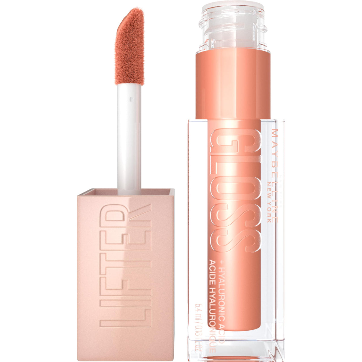 Maybelline Lifter Gloss Amber front packaging shows shade and shine benefit