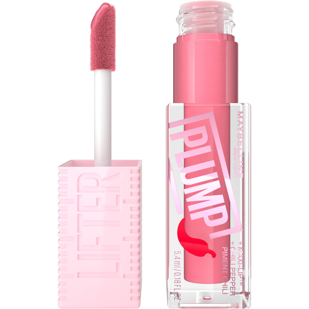 MAYBELLINE gloss tube front showing blush blaze shade and gloss benefit