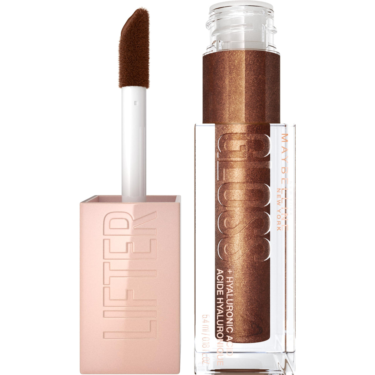 Maybelline Lifter Gloss Crystal front packaging shows shade and shimmer benefit