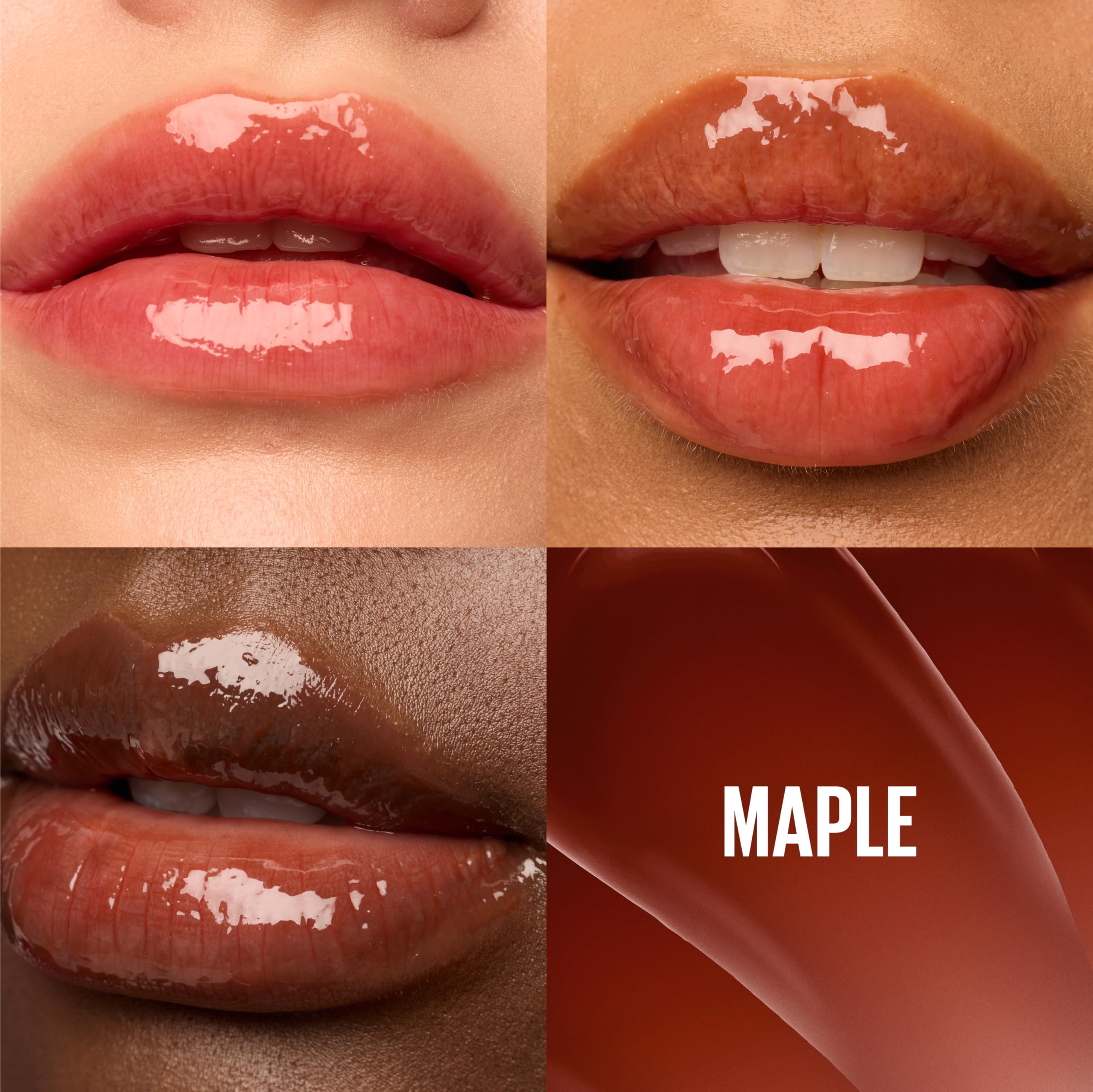 Maybelline Lifter Gloss Maple closed tube label highlighting shade and scent