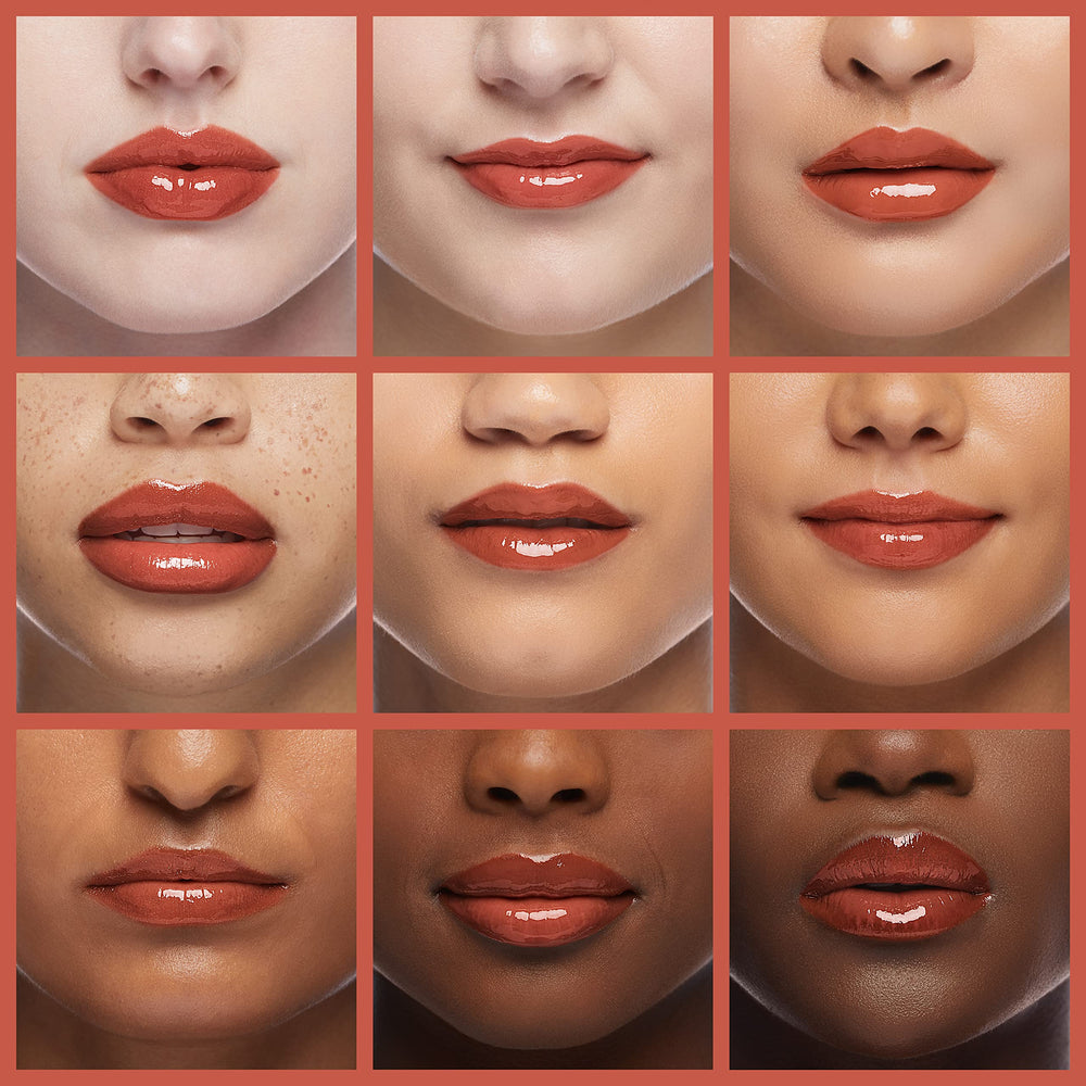 Model wearing Maybelline Lifter Gloss Sand highlighting natural plumping benefit