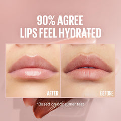 Maybelline Lifter Gloss swatch on skin showing sheer pink tint and buildable color benefit