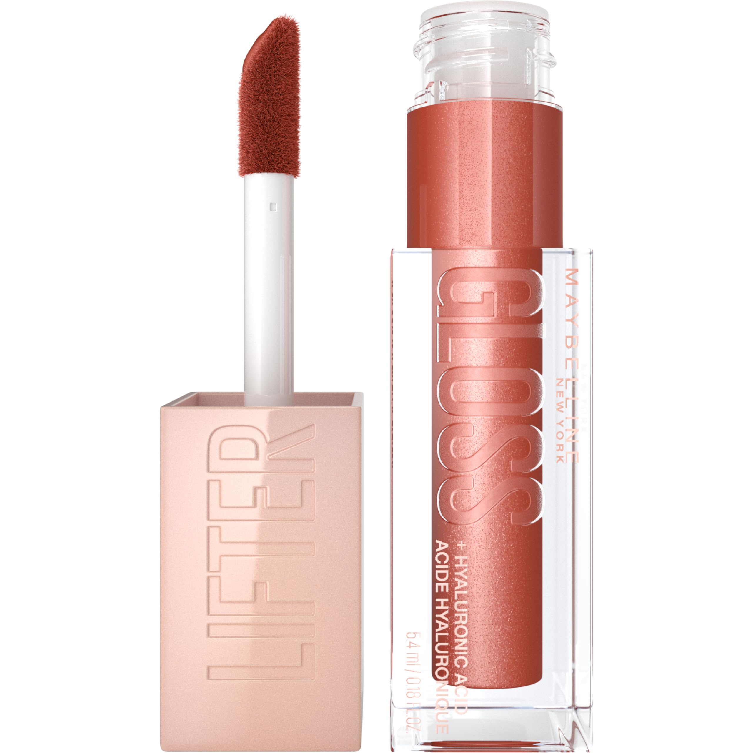Maybelline Lifter Gloss Topaz front packaging showing shade and finish benefits