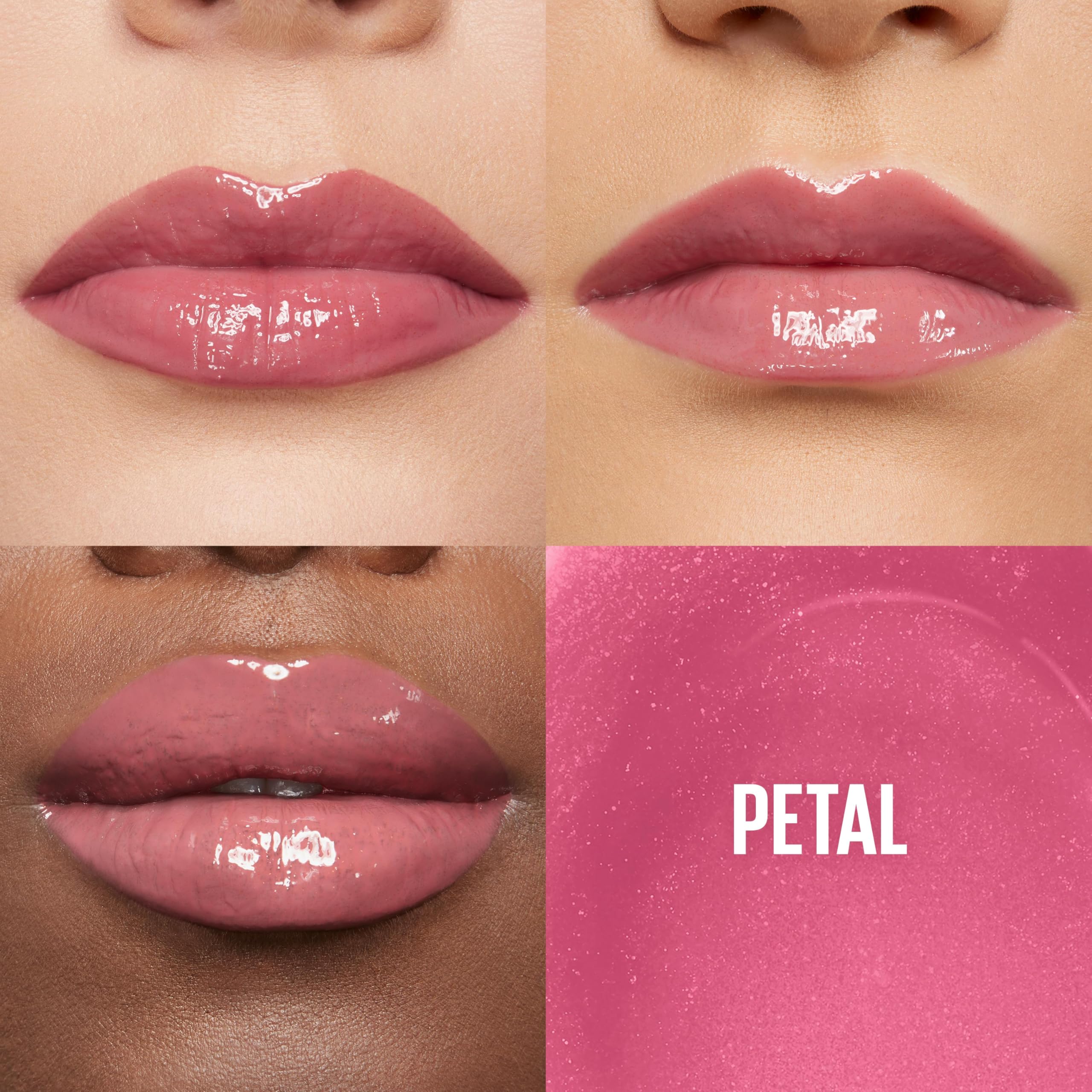 Maybelline XL wand applicator demonstrating even gloss coverage benefit