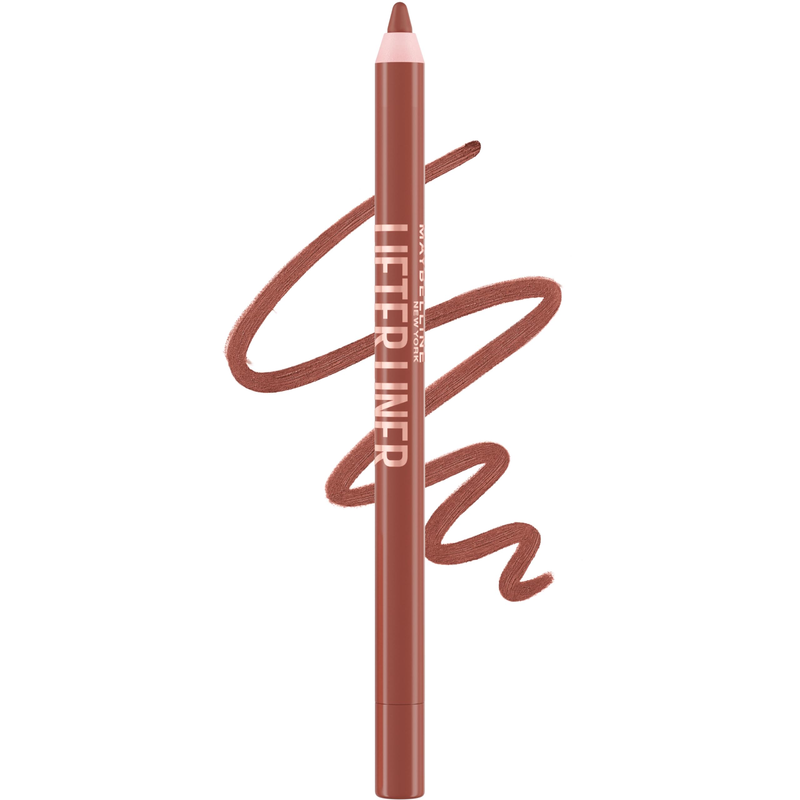 Maybelline lifter liner front view showing pencil and shade name, precise definition benefit