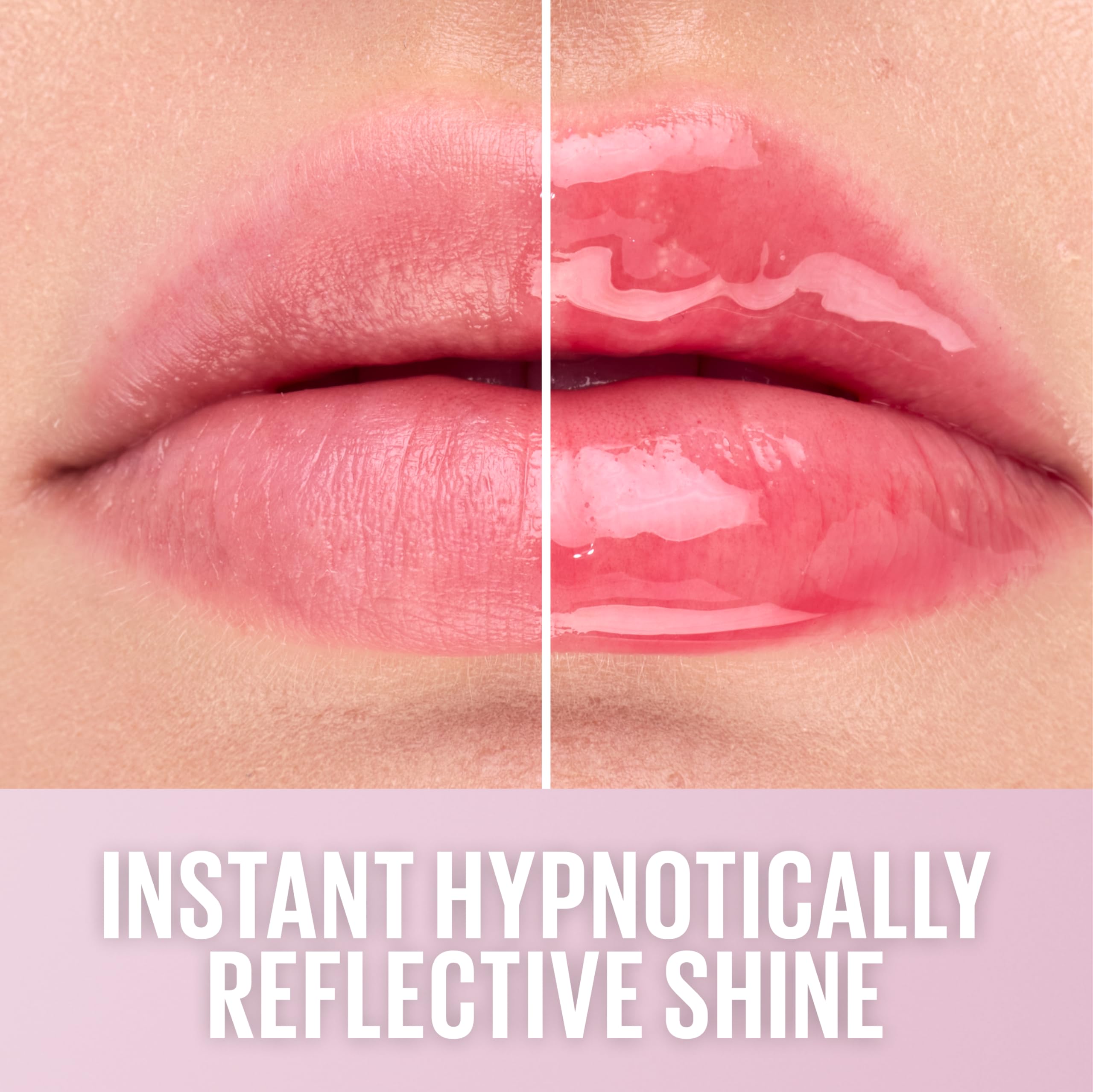 MAYBELLINE Lifter on lips before and after showing smoother, glossier look